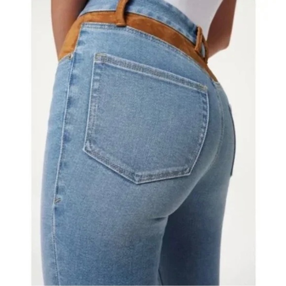 NWT GOOD AMERICAN SUEDE MIX HIGH WAIST GOOD LEGS SKINNY JEANS SIZE 8/29 - Picture 5 of 16